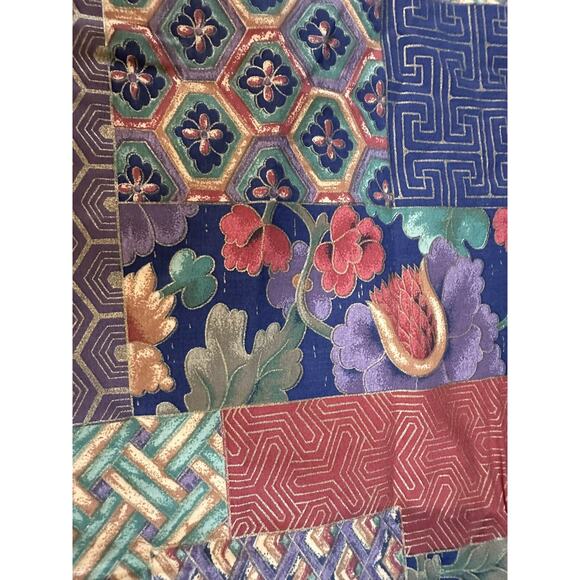 Sheridan Australia Drapes Curtains Set Of 4, Patchwork Blue Red Lined Rare50x84” - Picture 10 of 16